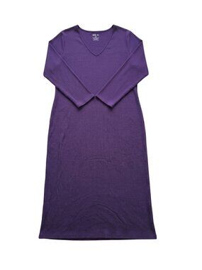 NWOT | Purple Ribbed V-Neck Long Sleeve Maxi Sweater Dress | 2XL